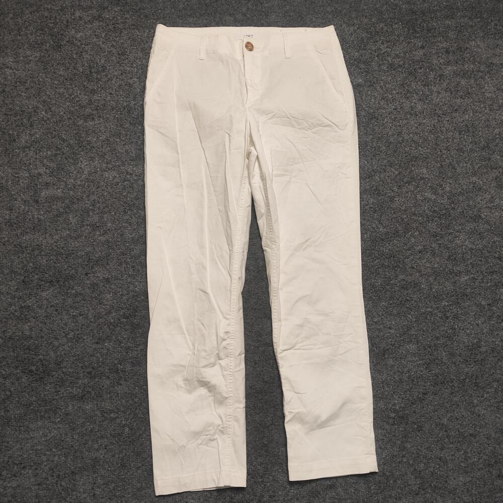 LOFT Pants Womens 4 White Monroe Slim Twill Chino Flat Front Pockets Spring